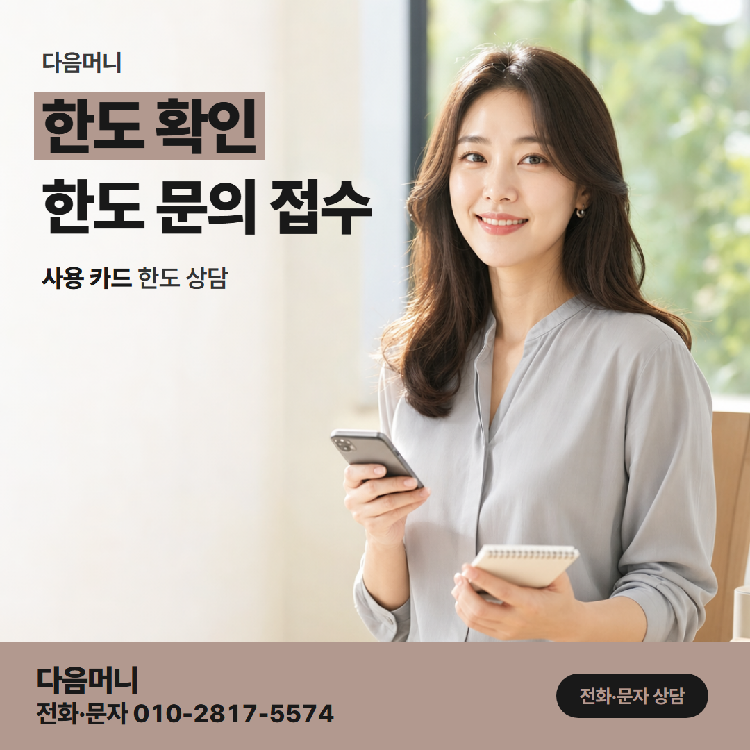 다음머니 신용카드현금화 카드사 앱에서 여는 조회 메뉴
